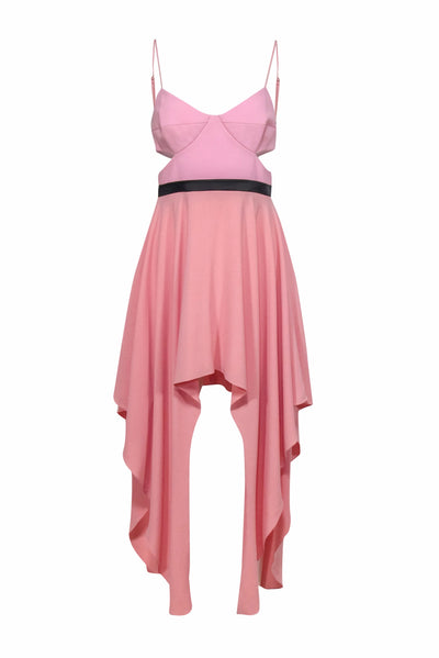 Current Boutique-Halston Heritage - Two-Tone Pink High-Low Hem Dress w/ Cutouts Sz M