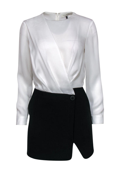 Current Boutique-Halston Heritage - White & Black Faux Wrap Dress Sz S