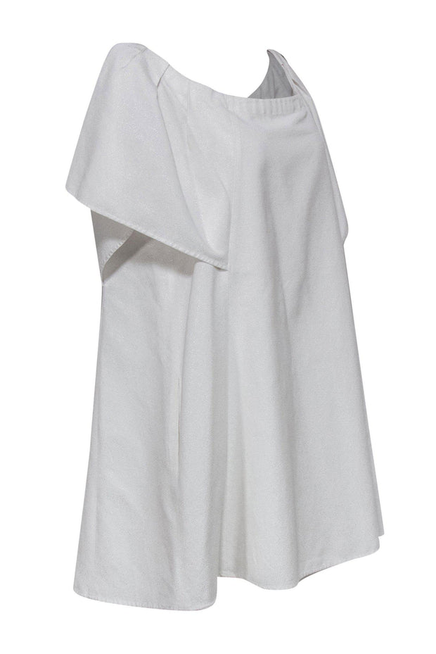 Current Boutique-Halston Heritage - White Metallic Off-the-Shoulder Short Sleeve Shift Dress Sz 10