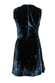 Current Boutique-Halston - Teal Velvet Ruched Sheath Dress w/ Waist & Bust Cutouts Sz XS