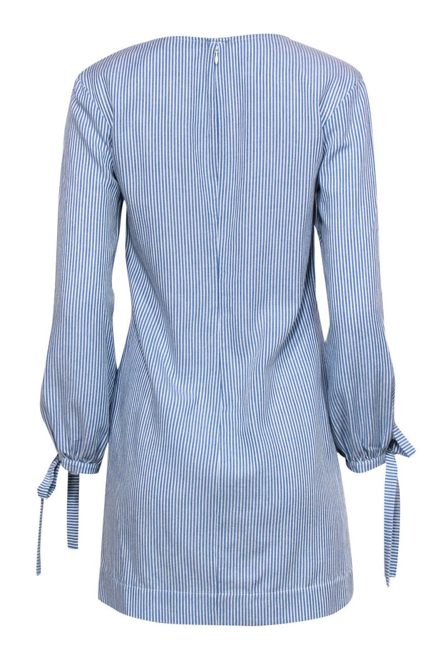 Current Boutique-Haney - Blue & White Striped Long Sleeve Shift Dress w/ Ties Sz 4