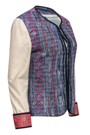 Current Boutique-Hart - Blue, Pink & Cream Printed Jacket w/ Embroidery Sz M