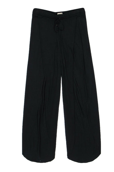 Current Boutique-Haute Hippie - Black Drawstring Wide-Leg Pants w/ Slit Design Sz S
