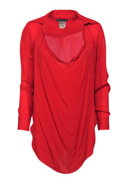 Current Boutique-Haute Hippie - Bright Red Silk Scoop Neck Blouse Sz S