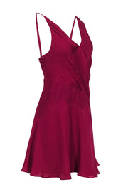 Current Boutique-Haute Hippie - Fuchsia Silk Strappy Mini Dress w/ Drop Waistline Sz 2