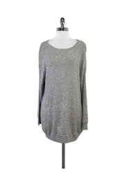 Current Boutique-Haute Hippie - Grey Silk Blend Sequin Long Sleeve Sweater Sz S