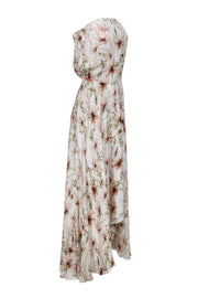 Current Boutique-Haute Hippie - Ivory & Light Pink Floral Print Strapless Maxi Dress Sz M