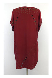 Current Boutique-Haute Hippie - Rust Silk Grommet Shift Dress Sz M