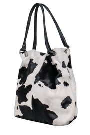 Current Boutique-Heat and Fury - White & Black Cow Print Calf Hair Tote