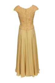 Current Boutique-Helen Morley for Saks Fifth Avenue - Beige Cap Sleeve Gown w/ Floral Lace Top Sz 8