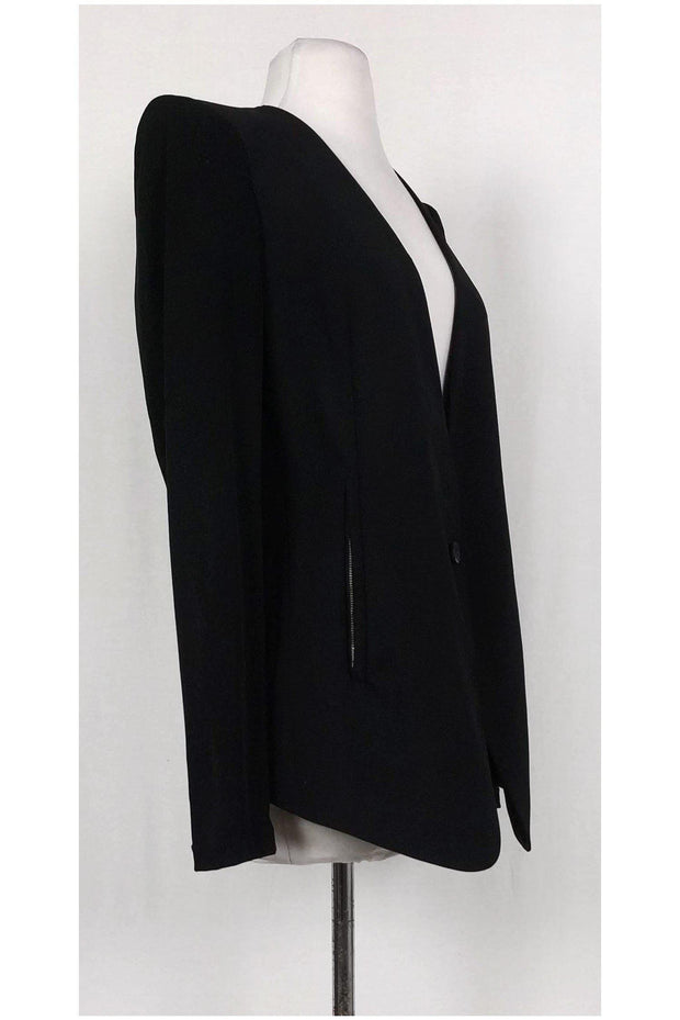 Current Boutique-Helmut Lang - Black Asymmetrical Wool Jacket Sz 10