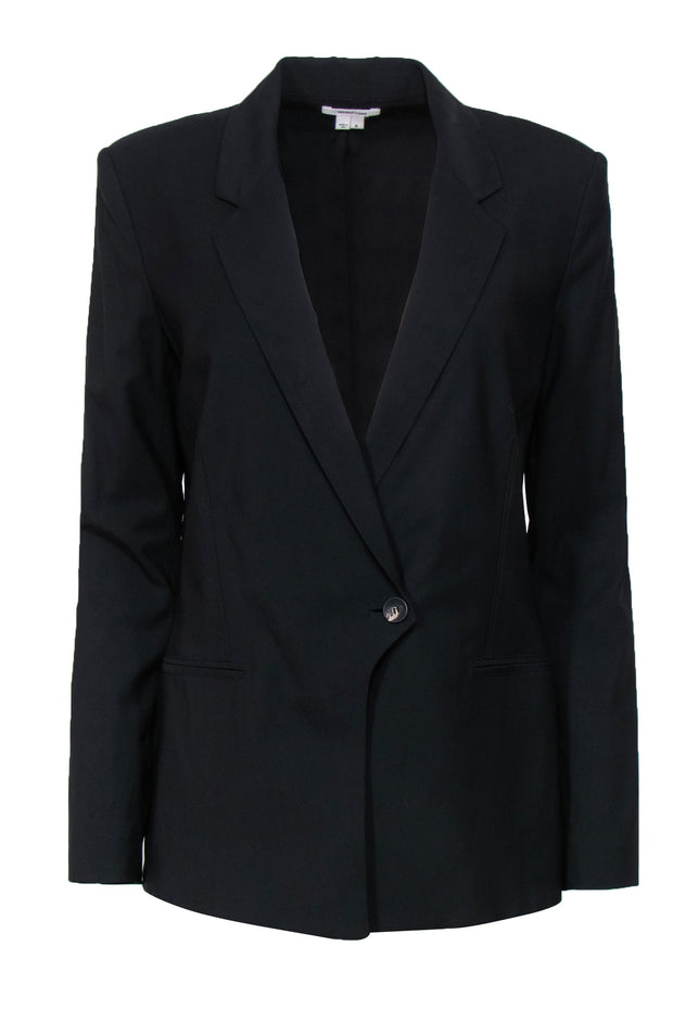 Current Boutique-Helmut Lang - Black Buttoned Blazer w/ Curved Opening Sz 8