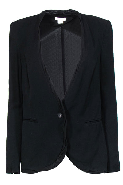 Current Boutique-Helmut Lang - Black Buttoned Blazer w/ Silk Trim Sz 2