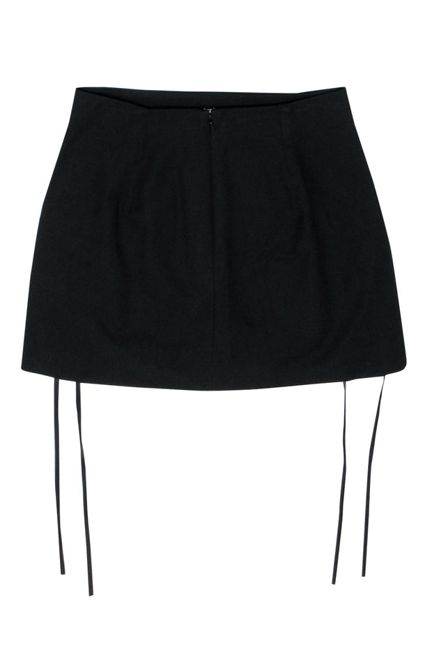 Current Boutique-Helmut Lang - Black Cotton Miniskirt w/ Leather Lace-Up Sides Sz 8