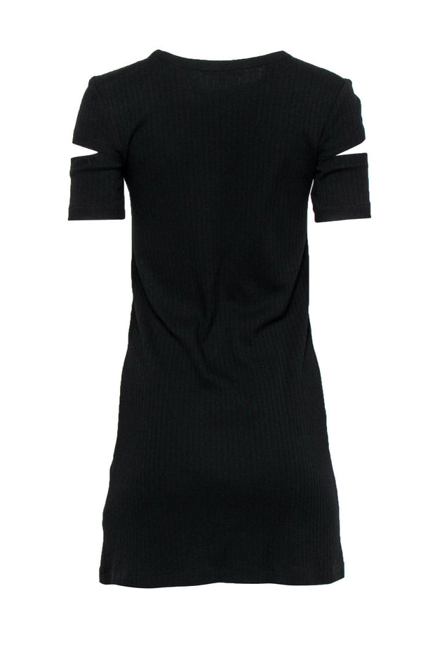 Current Boutique-Helmut Lang - Black Ribbed T-Shirt Dress w/ Cutouts Sz S