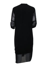 Current Boutique-Helmut Lang - Black Silk Three-Quarter Sleeve Shift Dress Sz L