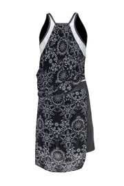 Current Boutique-Helmut Lang - Black & White Patterned Sheath Dress w/ Leather Sz 2