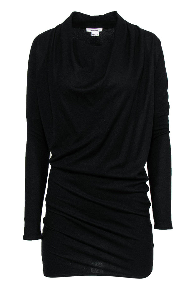 Current Boutique-Helmut Lang - Black Wool Cowl Neck Dress Sz P