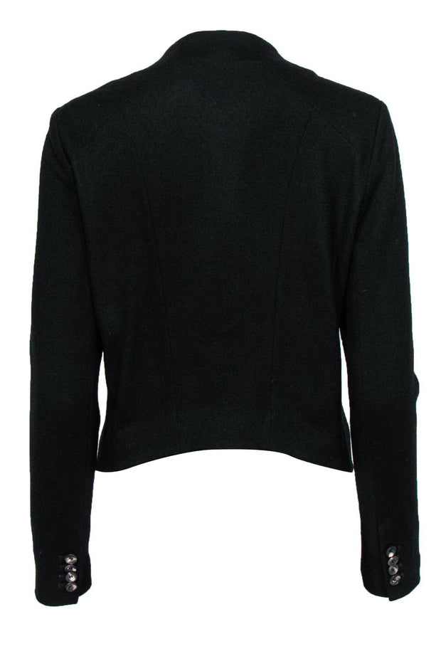 Current Boutique-Helmut Lang - Black Wool Draped Jacket w/ Buckle Design Sz M
