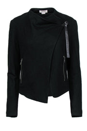 Current Boutique-Helmut Lang - Black Wool Draped Jacket w/ Buckle Design Sz M