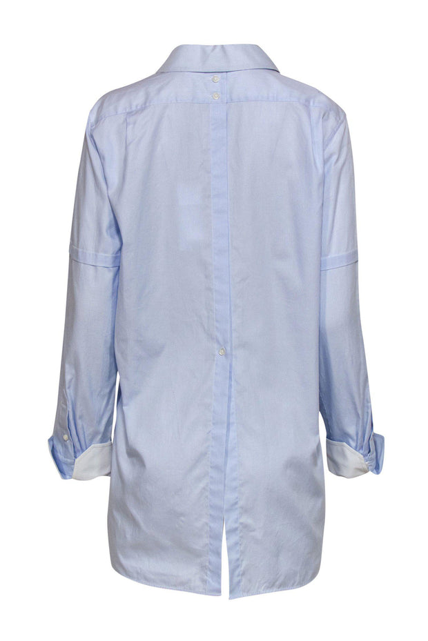 Current Boutique-Helmut Lang - Blue & White Striped Collared Blouse w/ Cuffs Sz L