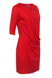 Current Boutique-Helmut Lang - Bright Tomato Red Faux Wrap Dress Sz L
