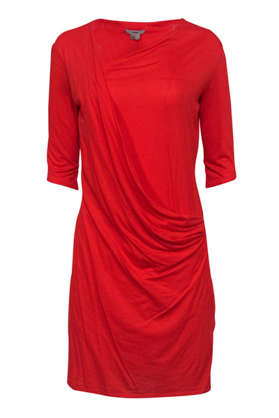Current Boutique-Helmut Lang - Bright Tomato Red Faux Wrap Dress Sz L