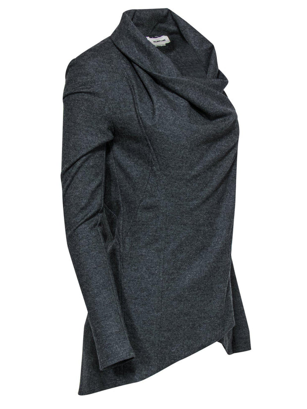 Current Boutique-Helmut Lang - Dark Grey Cardigan w/ Asymmetrical Zipper Sz M