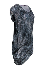 Current Boutique-Helmut Lang - Dark Grey Sheer Snakeskin Print Dress w/ Asymmetrical Hem Sz S