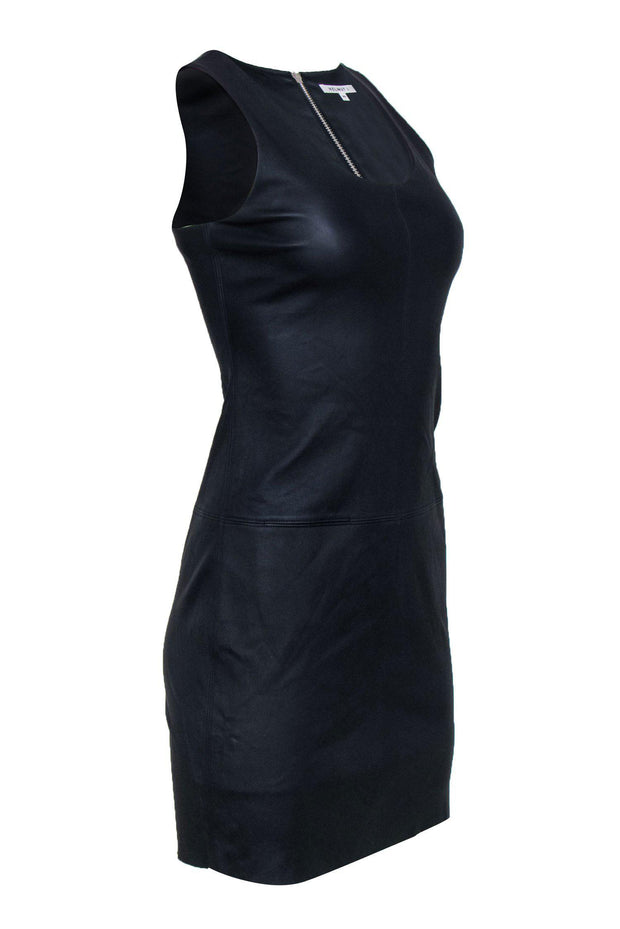 Current Boutique-Helmut Lang - Dark Navy Fitted Lamb Leather Tank Dress Sz XS