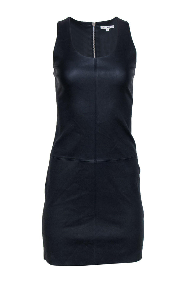 Current Boutique-Helmut Lang - Dark Navy Fitted Lamb Leather Tank Dress Sz XS