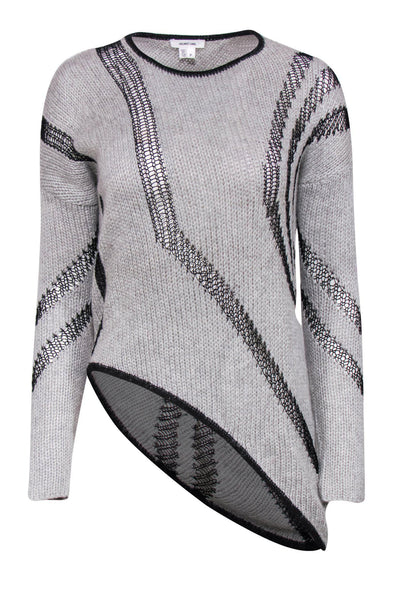 Current Boutique-Helmut Lang - Grey & Black Knit Sweater w/ Asymmetrical Hem Sz P
