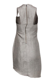Current Boutique-Helmut Lang - Light Gray Linen Dress w/ Asymmetric Neckline Sz 2