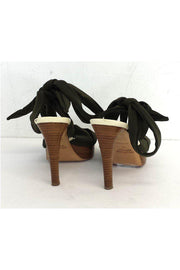 Current Boutique-Helmut Lang - Olive Green Fabric Tie Up Heels Sz 8