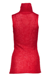 Current Boutique-Helmut Lang - Red Knit Sleeveless Turtleneck Sweater Sz P
