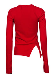 Current Boutique-Helmut Lang - Red Ribbed Cotton Long Sleeve Top Sz S