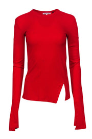 Current Boutique-Helmut Lang - Red Ribbed Cotton Long Sleeve Top Sz S