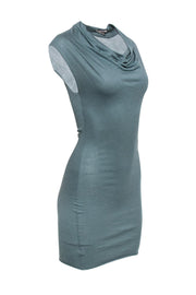 Current Boutique-Helmut Lang - Sage Green Cowl Neck Bodycon Dress Sz S