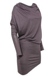 Current Boutique-Helmut Lang - Taupe Draped Cowl Neck Dress Sz S