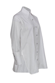 Current Boutique-Helmut Lang - White Oversized Button-Up Long Sleeve Blouse Sz S