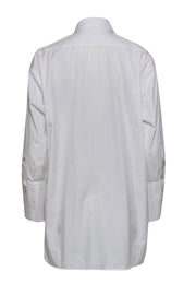 Current Boutique-Helmut Lang - White Oversized Button-Up Long Sleeve Blouse Sz S
