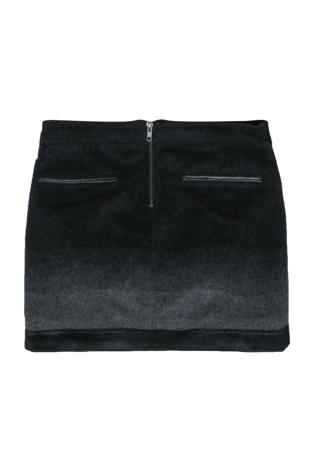 Current Boutique-Helmut Lang - Wool Blend Charcoal Ombre Miniskirt w/ Belt Buckle Detail Sz 2