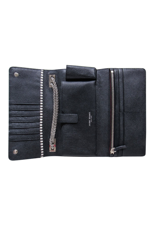 Current Boutique-Henri Bendel - Black Fold Over Shoulder Strap Clutch Bag