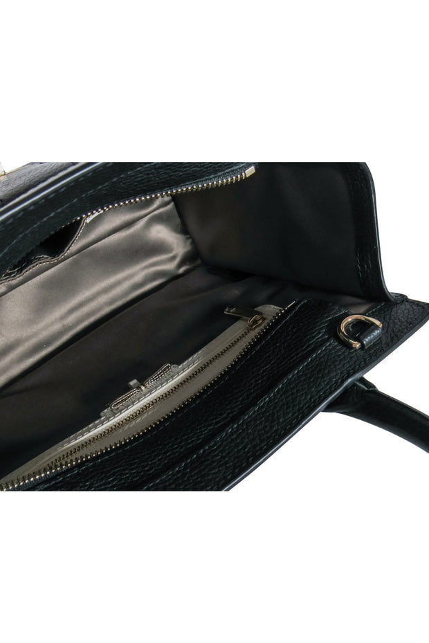 Current Boutique-Henri Bendel - Black Square Pebbled Leather Satchel Handbag