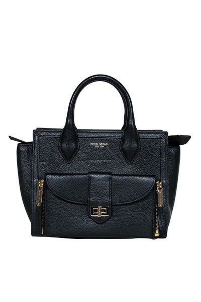 Current Boutique-Henri Bendel - Black Square Pebbled Leather Satchel Handbag