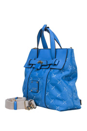 Current Boutique-Henri Bendel - Blue Embroidered Convertible Satchel