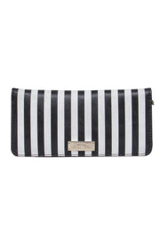 Current Boutique-Henri Bendel - Brown & White Striped Leather Snap Wallet