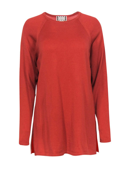 Current Boutique-Henri Bendel - Burnt Orange Knit Merino Wool Sweater Sz M