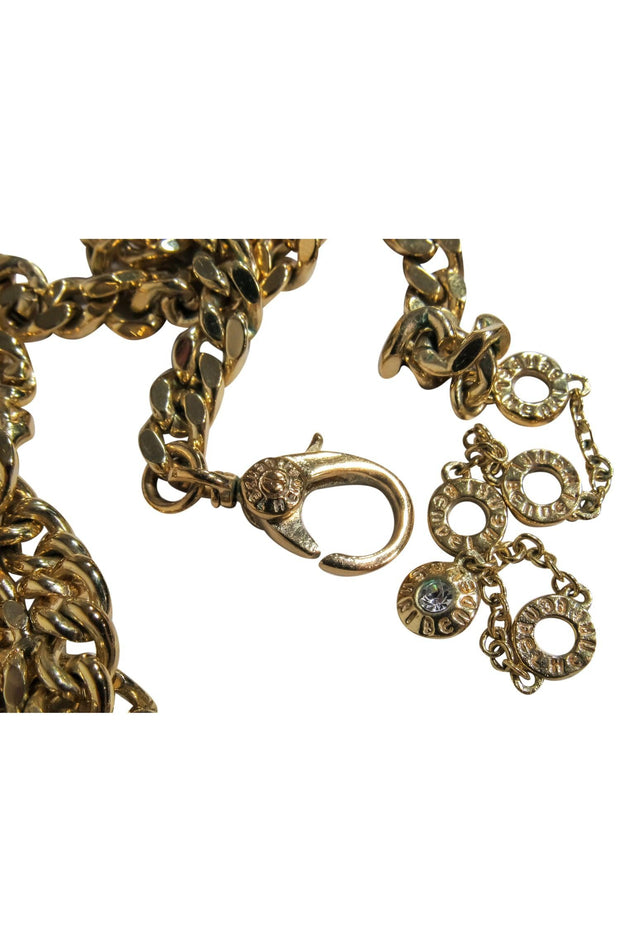 Current Boutique-Henri Bendel - Gold Chain Chunky Statement Necklace w/ Pewter Embellishments