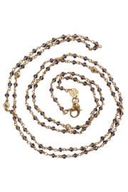 Current Boutique-Henri Bendel - Gold Chain Statement Necklace w/ Purple Jewels